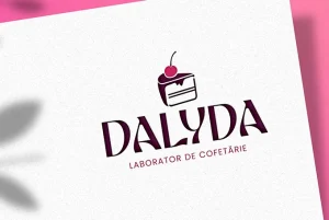 Logo Dalyda, laborator de cofetărie, pe o carte de vizită