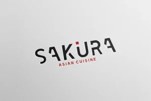 Logo Sakura Asian Cuisine pe fundal alb