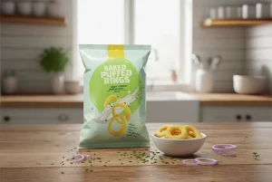 Pungă de snacks „Baked Puffed Rings”, design de ambalaj
