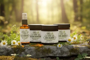 Ambalaje Hodaia pentru cosmetice naturale: flacon și borcane cu etichete